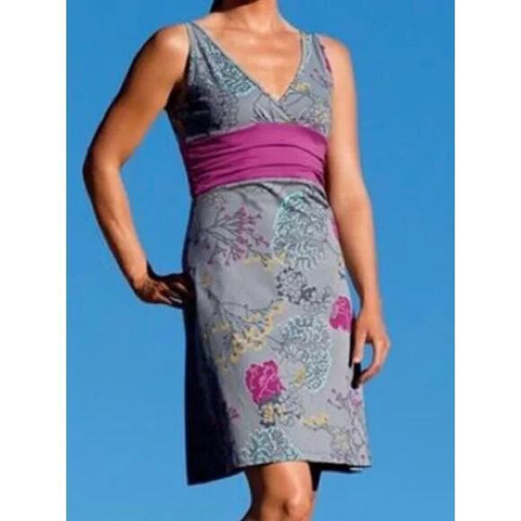 Patagonia‎ Margot Organic Cotton Dress in Grey Pink Floral Sleeveless, Small - Picture 4 of 12